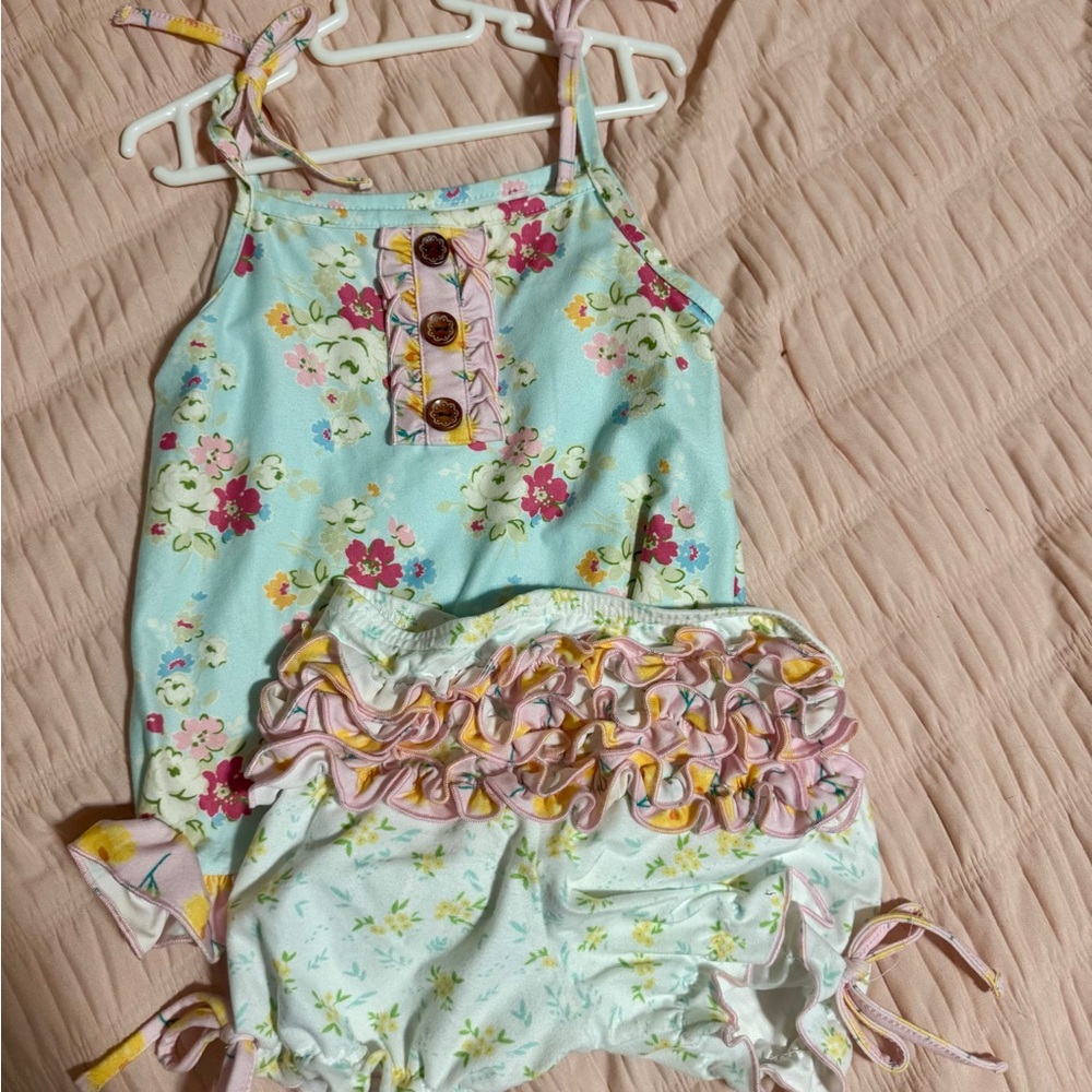 Floral Baby Romper, sweet honey play set